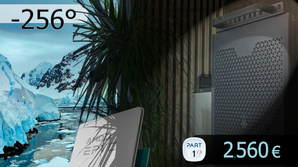 imagen SIN IA. Composición propia en Photoshop. Izq Antárdida real, derecha foto de mi torre PC WS.A en mi casa